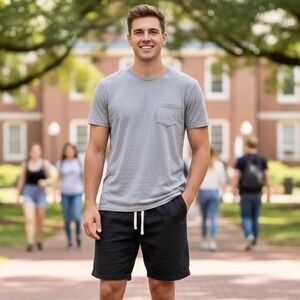 American Apparel Men's Black Drawstring‎ Casual Shorts Small Cotton Athleisure